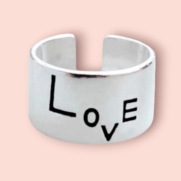 Jewelry - Silver Wide Print LOVE Inspirational Ring